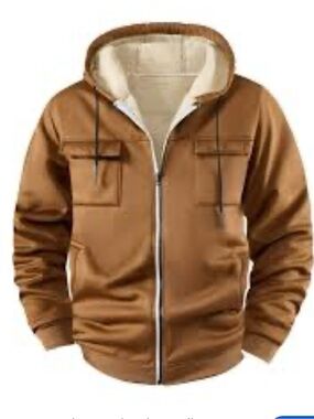 Men's XL Typhoon NWOT Brown Sherpa-Lined Hooded Zip Sweater